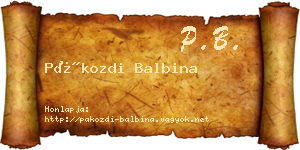 Pákozdi Balbina névjegykártya